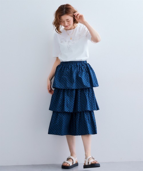 SMILE LAND（スマイルランド）の「チェック柄ティアードスカート＜大きいサイズ有＞【Otona Purete】（スカート・レディース・ベージュ系/ネイビー系・5L/4L/3L/LL/L/M）」の21枚目の写真
