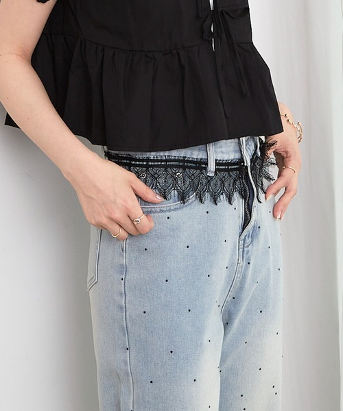 paravion（パラビオン）の「フリルレースデニム（デニムパンツ・レディース・ライトブルー・S/M）」の10枚目の写真