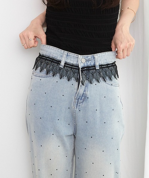 paravion（パラビオン）の「フリルレースデニム（デニムパンツ・レディース・ライトブルー・S/M）」の14枚目の写真