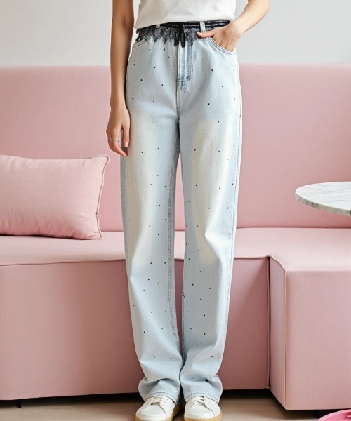 paravion（パラビオン）の「フリルレースデニム（デニムパンツ・レディース・ライトブルー・S/M）」の16枚目の写真