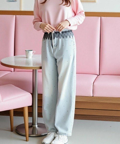 paravion（パラビオン）の「フリルレースデニム（デニムパンツ・レディース・ライトブルー・S/M）」の17枚目の写真