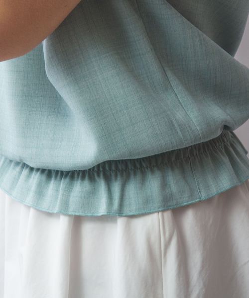 セール】【NARACAMICIE】麻調フレンチスリーブ半袖シャーリング