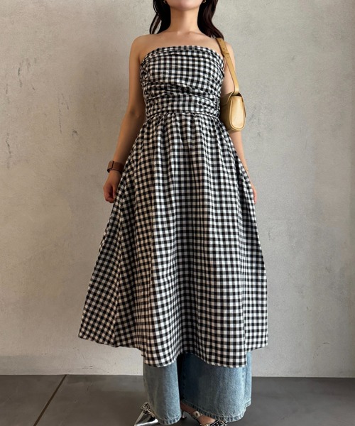 efill（エフィル）の「サマー チェック ベア ワンピース（ワンピース・レディース・ブラック・FREE）」の4枚目の写真