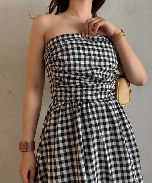 efill（エフィル）の「サマー チェック ベア ワンピース（ワンピース・レディース・ブラック・FREE）」の5枚目の写真