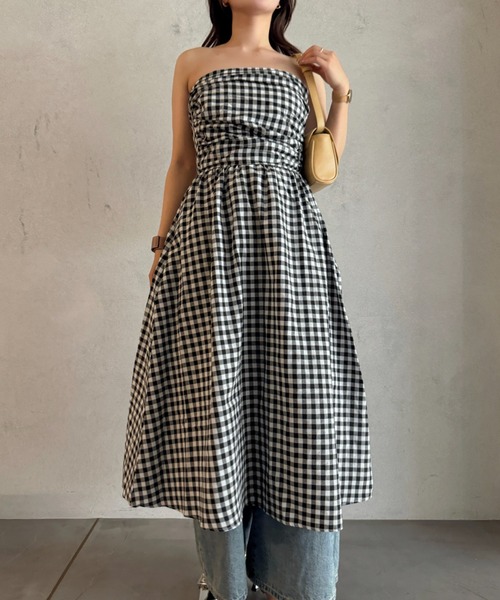efill（エフィル）の「サマー チェック ベア ワンピース（ワンピース・レディース・ブラック・FREE）」の3枚目の写真