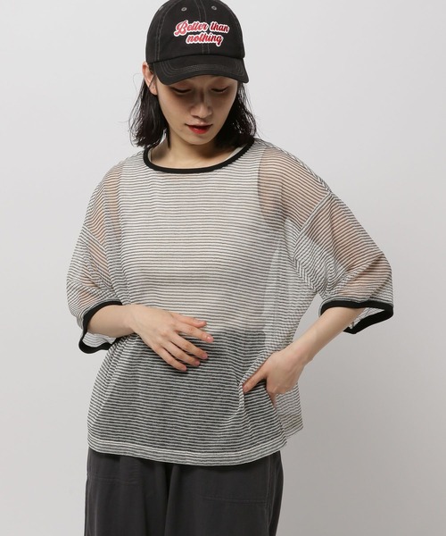 niko and...（ニコアンド）の「シアーボーダープルオーバー（Tシャツ/カットソー・レディース・チャコール/モカ/オフホワイト・FREE）」の2枚目の写真