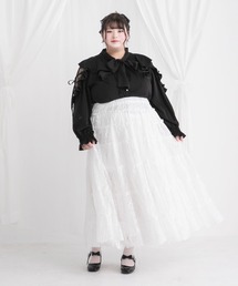 【大きいサイズ】レースティアードロングスカート