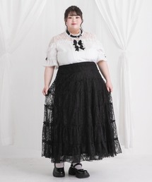【大きいサイズ】レースティアードロングスカート