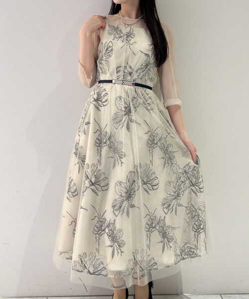 Cupid Heart（キューピッドハート）の「【Cupid Heart】結婚式用！フラワーレースラメドレス（ドレス・レディース・ベージュ/ブラック・MEDIUM）」の12枚目の写真