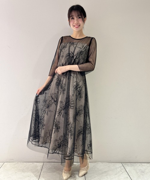 Cupid Heart（キューピッドハート）の「【Cupid Heart】結婚式用！フラワーレースラメドレス（ドレス・レディース・ベージュ/ブラック・MEDIUM）」の8枚目の写真