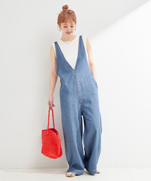 《追加》【WEB限定】DU JOUR/デュ ジュール V NECK JEAN SALOPETTE