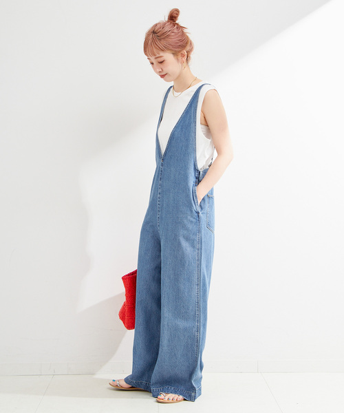 B.C STOCK(ベーセーストック)の「《追加》【WEB限定】DU JOUR/デュ ジュール V NECK JEAN SALOPETTE(サロペット/オーバーオール・レディース・スカイブルー/グレー・FREE)」の12枚目の写真
