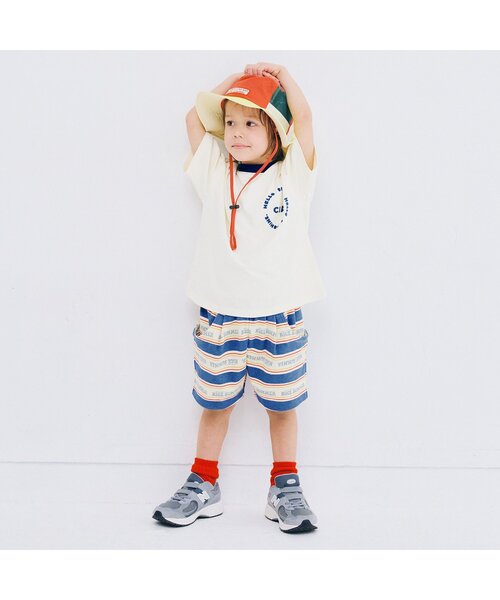 p.premier（ピードットプルミエ）の「【セットアップ可】夏だいすきロゴボーダーハーフパンツ（その他パンツ・キッズ・サックスブルー/ブルー/レッド・90/80/140/130/120/110/100）」の4枚目の写真