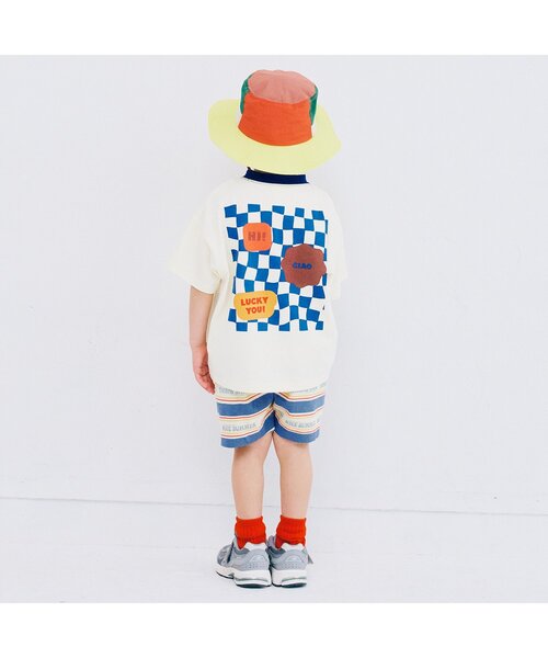 p.premier（ピードットプルミエ）の「【セットアップ可】夏だいすきロゴボーダーハーフパンツ（その他パンツ・キッズ・サックスブルー/ブルー/レッド・90/80/140/130/120/110/100）」の5枚目の写真