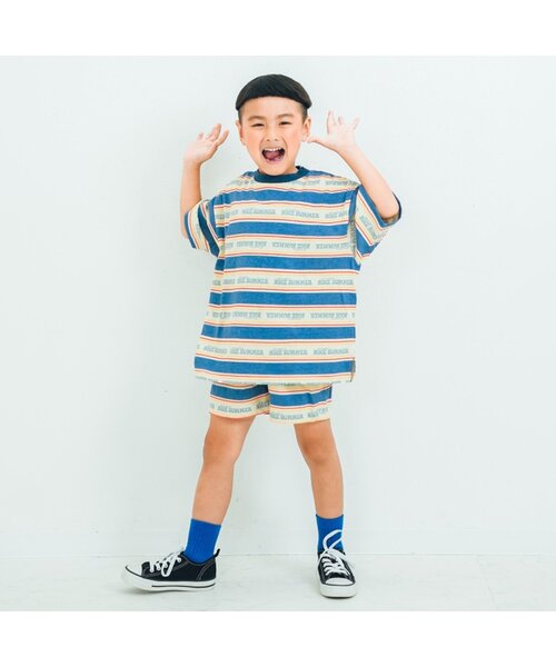 p.premier（ピードットプルミエ）の「【セットアップ可】夏だいすきロゴボーダーハーフパンツ（その他パンツ・キッズ・サックスブルー/ブルー/レッド・90/80/140/130/120/110/100）」の11枚目の写真