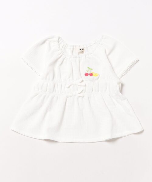 KP(ケーピー)の「シャーリングジャカード ブラウス(シャツ/ブラウス・キッズ・オフホワイト/ラベンダー・120cm/130cm/140cm/110cm)」の1枚目の写真