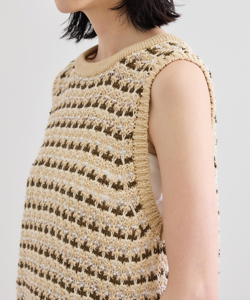 COOHEM（コーヘン）】SUKASHI BORDER KNIT VEST【WEB・一部店舗