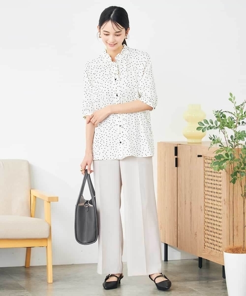 a.v.v（アーヴェヴェ）の「【接触冷感/洗える/イージーケア】美ラクるスッキリ見えワイドパンツ（その他パンツ・レディース・グレー系その他/ブラック/ネイビー/モカ・36/38/40/42/34）」の21枚目の写真