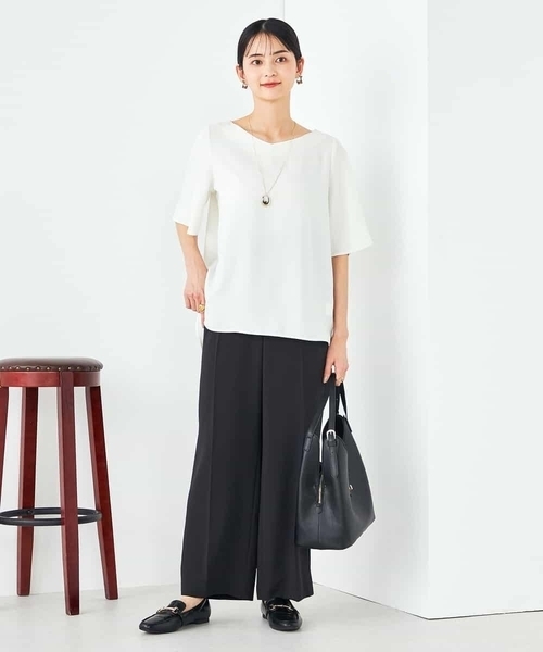 a.v.v（アーヴェヴェ）の「【接触冷感/洗える/イージーケア】美ラクるスッキリ見えワイドパンツ（その他パンツ・レディース・グレー系その他/ブラック/ネイビー/モカ・36/38/40/42/34）」の19枚目の写真