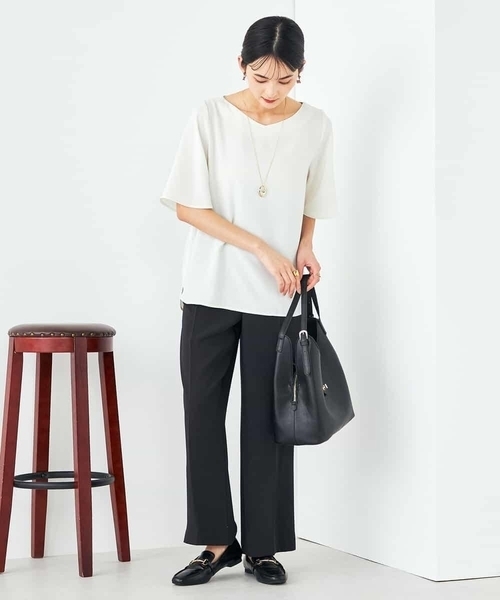 a.v.v（アーヴェヴェ）の「【接触冷感/洗える/イージーケア】美ラクるスッキリ見えワイドパンツ（その他パンツ・レディース・グレー系その他/ブラック/ネイビー/モカ・36/38/40/42/34）」の16枚目の写真