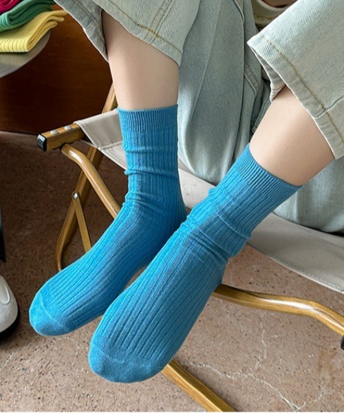 Fun & Daily（ファンアンドデイリー）の「F&D : カラーリブソックス（ソックス/靴下・レディース・ホワイト/ブラウン/ピンク/チャコールグレー/ブルー/ブラック・FREE）」の12枚目の写真