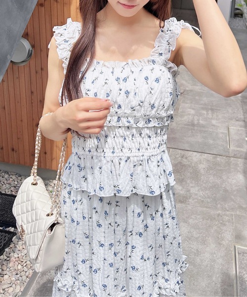 INGNI（イング）の「花柄2Wayフリルノースリブラウス(セットアップ対応)（シャツ/ブラウス・レディース・ホワイト×ブルー/ブラック×ブルー/ホワイト×イエロー・M）」の6枚目の写真