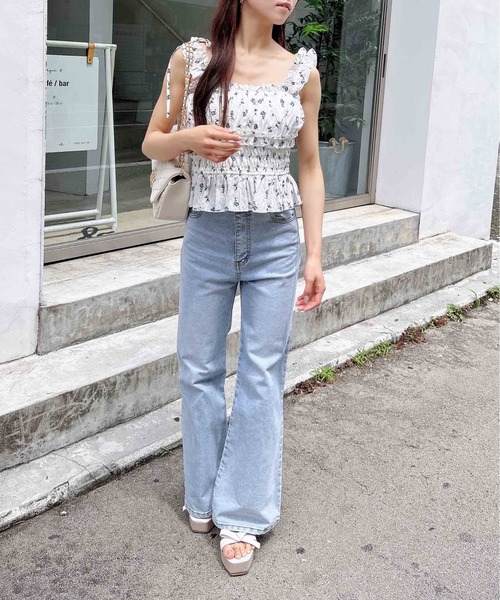 INGNI（イング）の「花柄2Wayフリルノースリブラウス(セットアップ対応)（シャツ/ブラウス・レディース・ホワイト×ブルー/ブラック×ブルー/ホワイト×イエロー・M）」の16枚目の写真