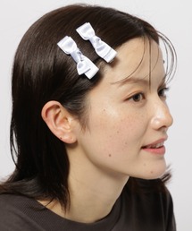 サテンリボンヘアクリップ