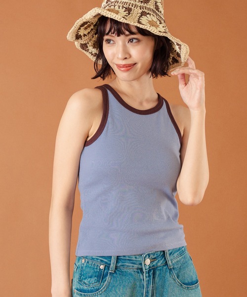 anap mimpi（アナップミンピ）の「カップ付き バイカラー タンクトップ（タンクトップ・レディース・サックスブルー/キナリ/ダークグレー・FREE）」の3枚目の写真