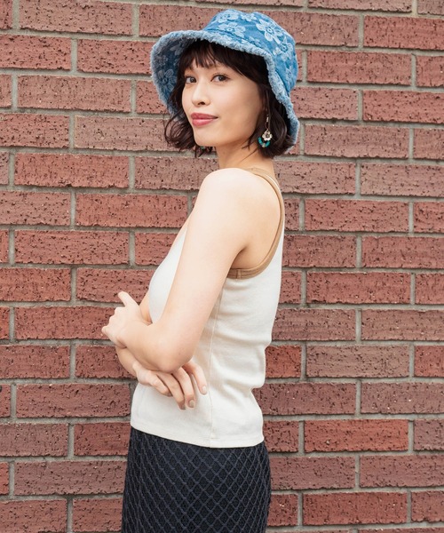 anap mimpi（アナップミンピ）の「カップ付き バイカラー タンクトップ（タンクトップ・レディース・サックスブルー/キナリ/ダークグレー・FREE）」の9枚目の写真