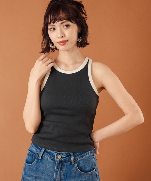 anap mimpi（アナップミンピ）の「カップ付き バイカラー タンクトップ（タンクトップ・レディース・サックスブルー/キナリ/ダークグレー・FREE）」の12枚目の写真