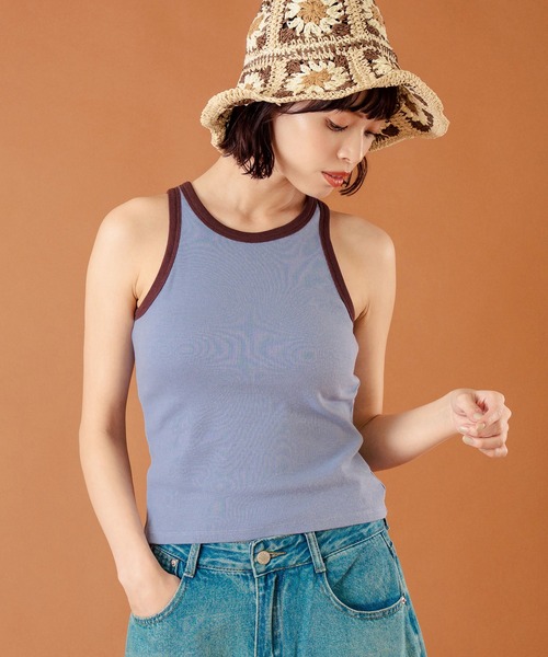 anap mimpi（アナップミンピ）の「カップ付き バイカラー タンクトップ（タンクトップ・レディース・サックスブルー/キナリ/ダークグレー・FREE）」の7枚目の写真