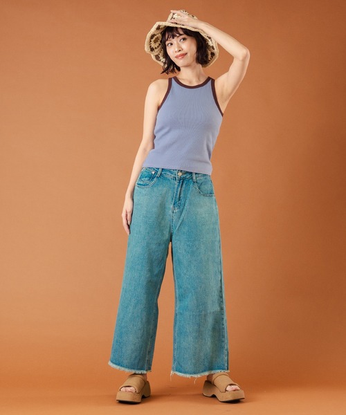 anap mimpi（アナップミンピ）の「カップ付き バイカラー タンクトップ（タンクトップ・レディース・サックスブルー/キナリ/ダークグレー・FREE）」の4枚目の写真