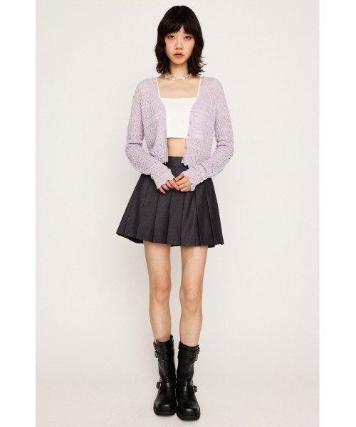 SLY（スライ）の「V/N SHIRRING KNIT C/D ブイネック シャーリング ニット カーディガン 夏服 春服（カーディガン/ボレロ・レディース・ライトパープル/アイボリー/ブラック・FREE）」の14枚目の写真