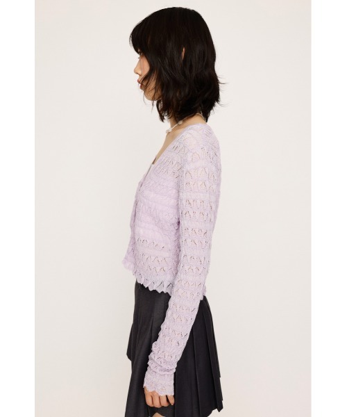 SLY（スライ）の「V/N SHIRRING KNIT C/D ブイネック シャーリング ニット カーディガン 夏服 春服（カーディガン/ボレロ・レディース・ライトパープル/アイボリー/ブラック・FREE）」の16枚目の写真