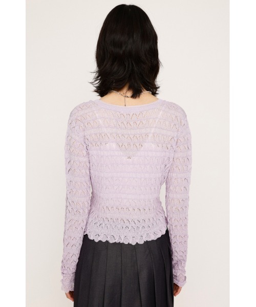 SLY（スライ）の「V/N SHIRRING KNIT C/D ブイネック シャーリング ニット カーディガン 夏服 春服（カーディガン/ボレロ・レディース・ライトパープル/アイボリー/ブラック・FREE）」の17枚目の写真