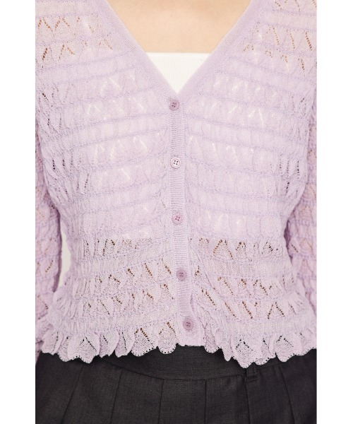 SLY（スライ）の「V/N SHIRRING KNIT C/D ブイネック シャーリング ニット カーディガン 夏服 春服（カーディガン/ボレロ・レディース・ライトパープル/アイボリー/ブラック・FREE）」の18枚目の写真