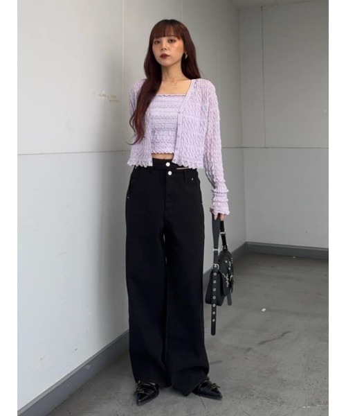 SLYスライ カーディガン シャーリング メロウ SLY カーディガン TWIN BLOOM KNIT C⁄D ツイン ブルーム ニット 秋服