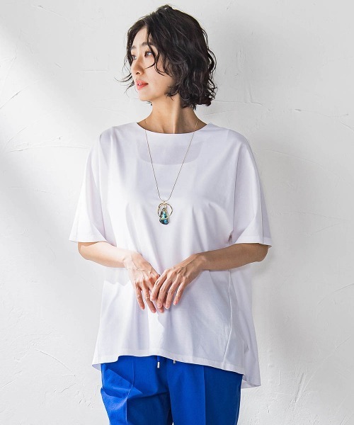 la.f…(ラエフ)の「バックフレアカットソー≪洗濯機で洗える≫(Tシャツ/カットソー・レディース・ブラック/ホワイト/ライトグレー・9号)」の4枚目の写真