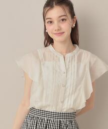 【洗える・オシャレな透け感】タックデザインフレア袖シアーブラウス