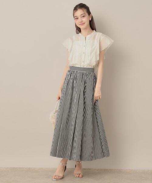 couture brooch（クチュールブローチ）の「【洗える・オシャレな透け感】タックデザインフレア袖シアーブラウス（シャツ/ブラウス・レディース・サンドベージュ/アイボリー/ブラック・36/38/42）」の11枚目の写真