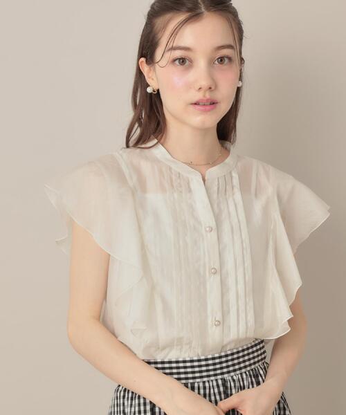 couture brooch（クチュールブローチ）の「【洗える・オシャレな透け感】タックデザインフレア袖シアーブラウス（シャツ/ブラウス・レディース・サンドベージュ/アイボリー/ブラック・36/38/42）」の13枚目の写真