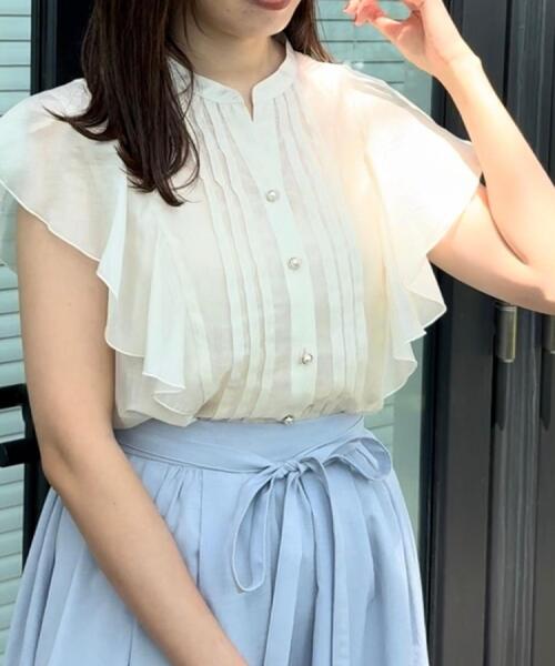 couture brooch（クチュールブローチ）の「【洗える・オシャレな透け感】タックデザインフレア袖シアーブラウス（シャツ/ブラウス・レディース・サンドベージュ/アイボリー/ブラック・36/38/42）」の17枚目の写真