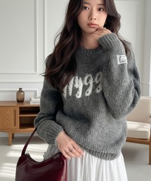 【mily bilet】フェザージャガードロゴミックスニットプルオーバー（長袖）