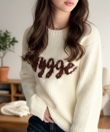 【mily bilet】フェザージャガードロゴミックスニットプルオーバー(長袖)
