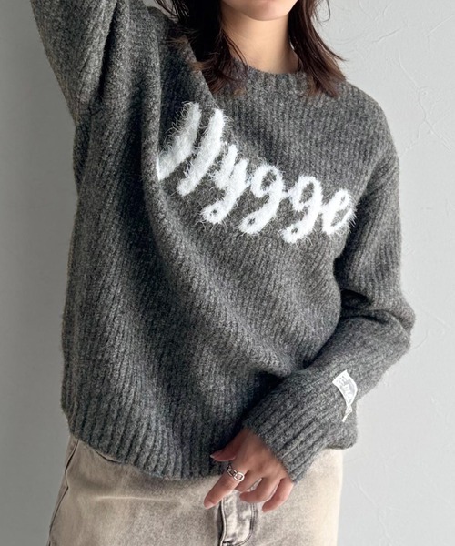 mily bilet(ミウィビレット)の「【mily bilet】フェザージャガードロゴミックスニットプルオーバー(長袖)(ニット/セーター・レディース・チャコールグレー/ライトグレー/アイボリー・X-LARGE/SMALL/MEDIUM/LARGE)」の17枚目の写真
