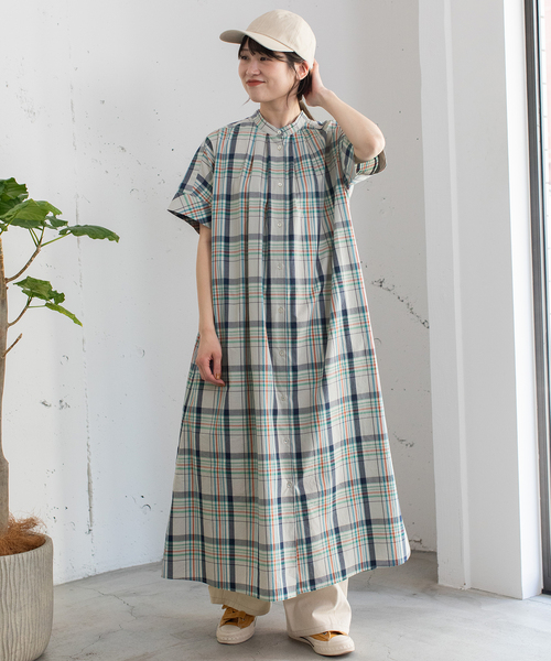 ✨美品✨ネストローブ マドラスチェック ドルマンワンピース リネン 100% ✨美品✨ネストローブ マドラスチェック ドルマンワンピース