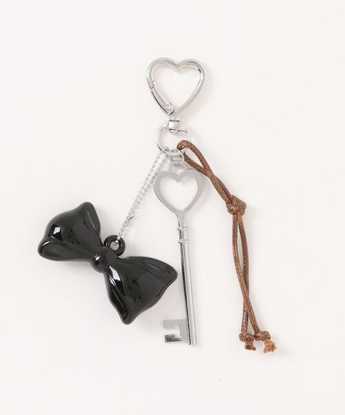 ハート リボン モチーフ カラビナ マルチチャーム コード付き