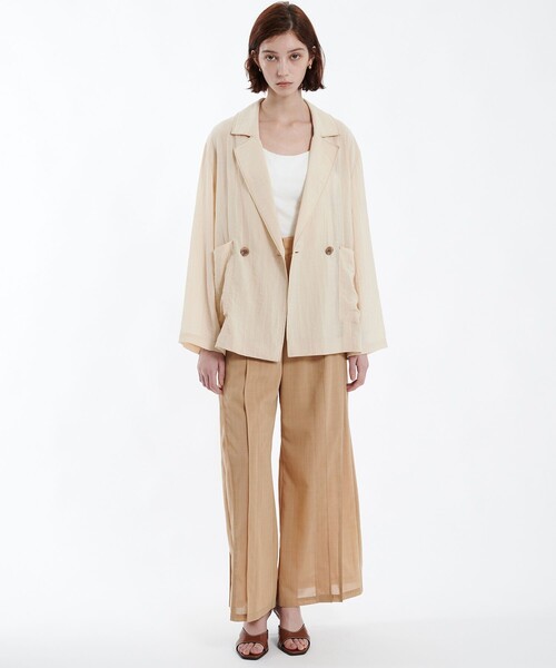 PUBLIC TOKYO（パブリックトウキョウ）の「シアーダブルジャケット（テーラードジャケット・レディース・ブラック/ホワイト・1/2）」の3枚目の写真