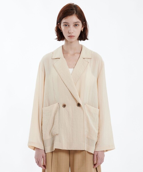 PUBLIC TOKYO（パブリックトウキョウ）の「シアーダブルジャケット（テーラードジャケット・レディース・ブラック/ホワイト・1/2）」の4枚目の写真